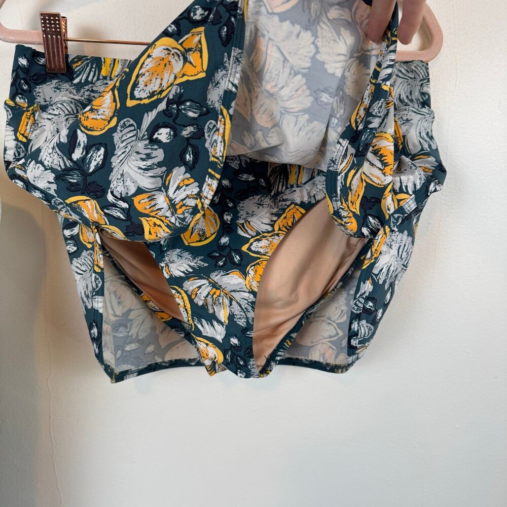 Garnet Hill 10 M Lemon Citrus Print Swim Suit 2 Piece Tankini Skirt Skort Green - Picture 3 of 12